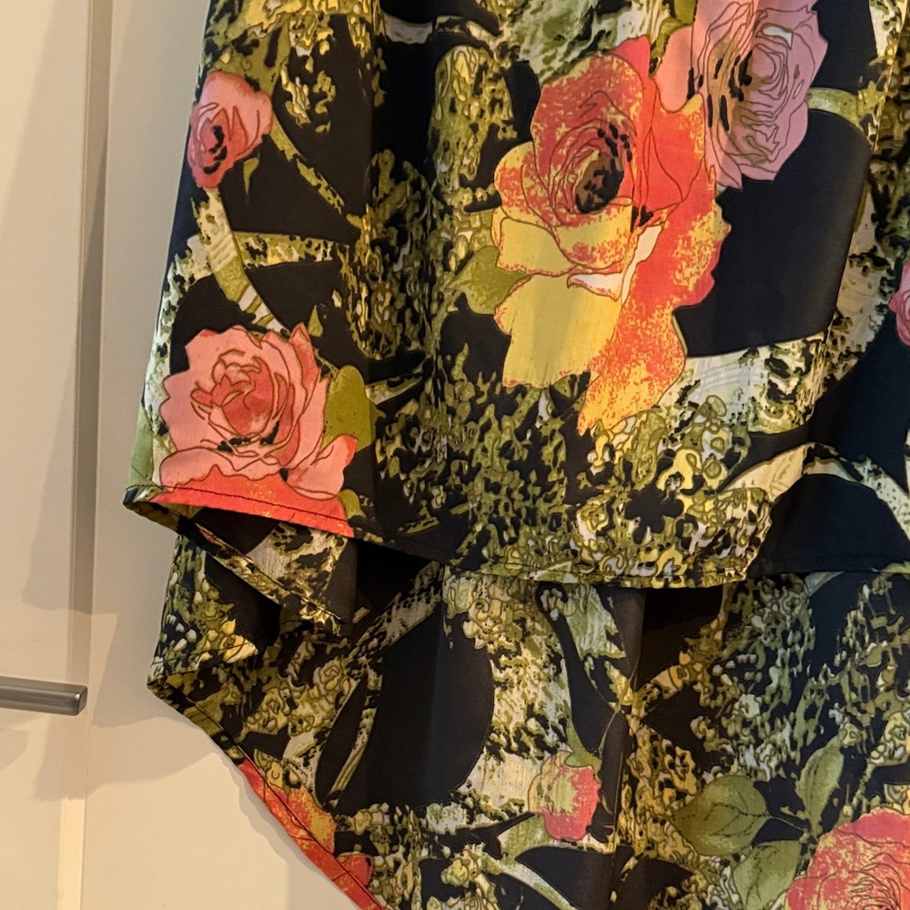 American Rag Floral High-Low Strapless Dress Size M Pink Green Grunge - Picture 5 of 6